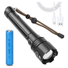 Telescopic Zoom Flashlight 26650 USB Charging Waterproof LED Torch For Outdoor Camping Fishing
