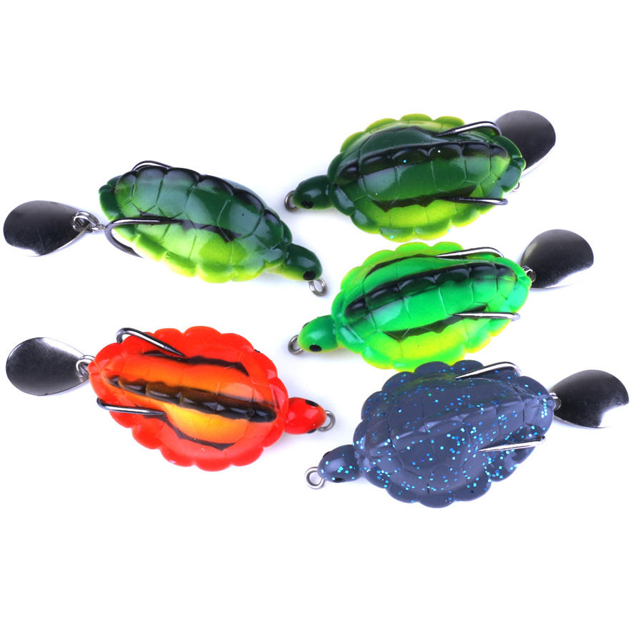 5Pcs/Set 5.5CM/13.4g Dual Hook Tortoise Fishing Lure Artificial Soft Bait With Spoon Sequins