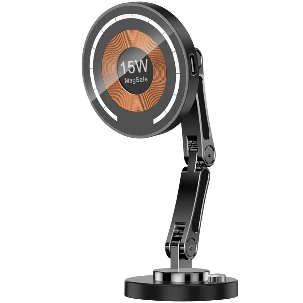 15W Magnetic Car Wireless Charger with USB Cable, 360° Rotation for iPhone 14/13/12/11 Pro Max & Samsung
