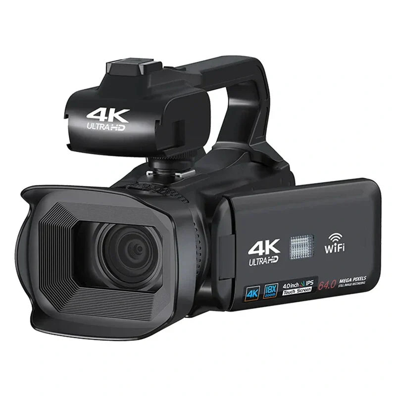 4K 64MP WiFi Camcorder with 18X Zoom, 4.0" Touch Screen & 2.4G Remote for Meetings, Conferences & Weddings - AF Function