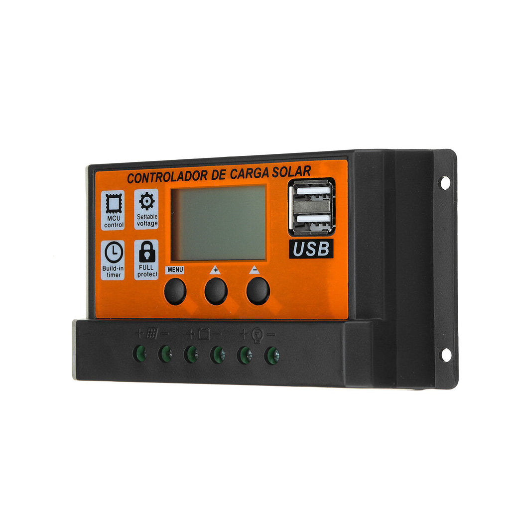 10-100A 12V/24V Dual USB LCD Solar Panel Battery Regulator Charge Controller