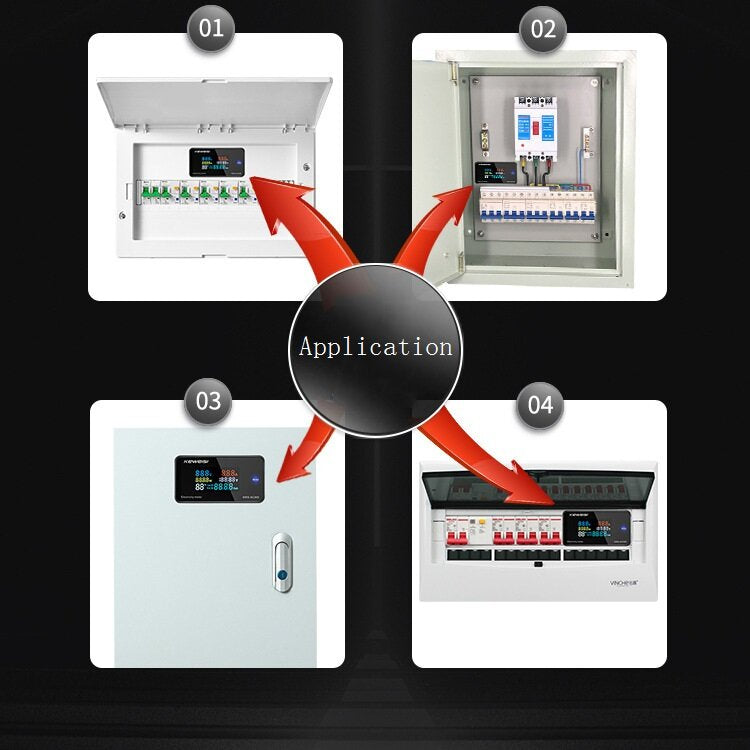 AC 50~300V 20A/100A Digital Electricity Meter Voltmeter Ammeter With CT Power Current Voltage Temperature Measurement