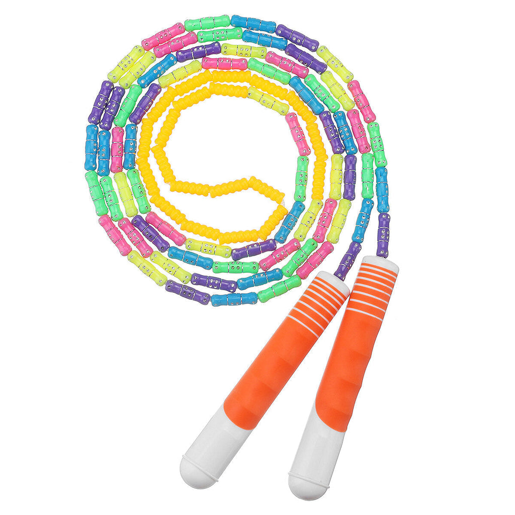2Pcs 110in Soft Beaded Jump Rope Skipping Rope With Shatterproof Beads and Durable Non-Slip Plastic Handles For Kids Adults