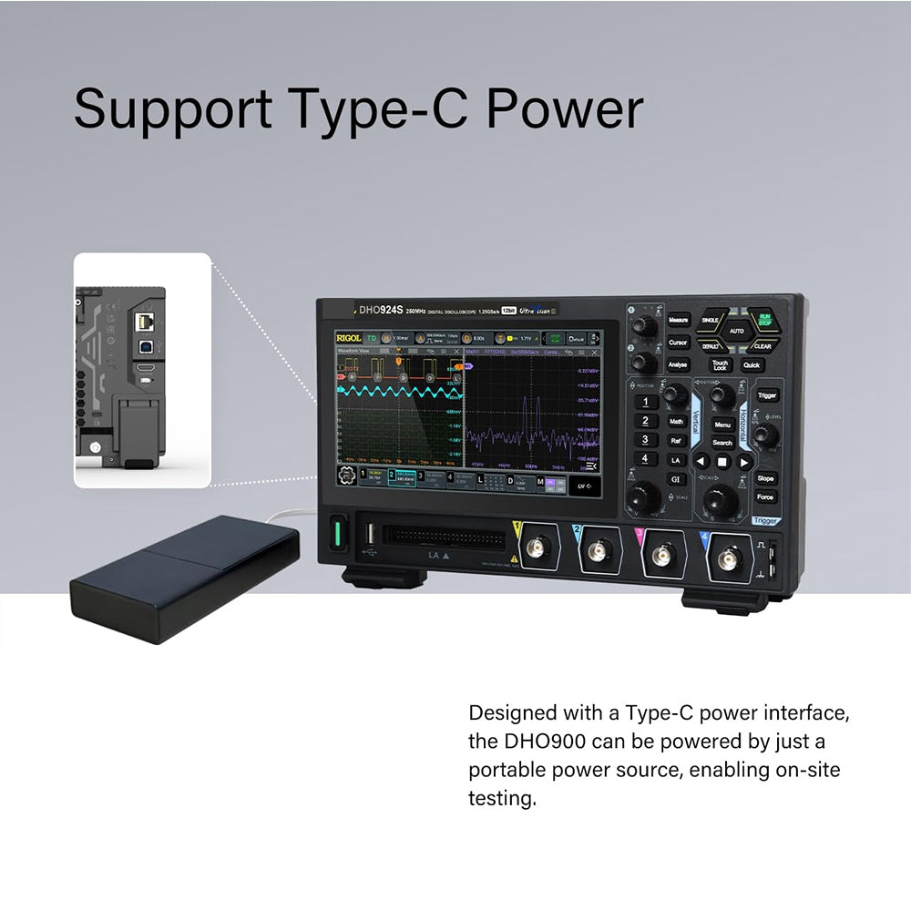 250MHz Digital Oscilloscope, 4 Channels, 12-Bit Resolution, 1.25GSa/s, HD Display & Built-In Signal Generator