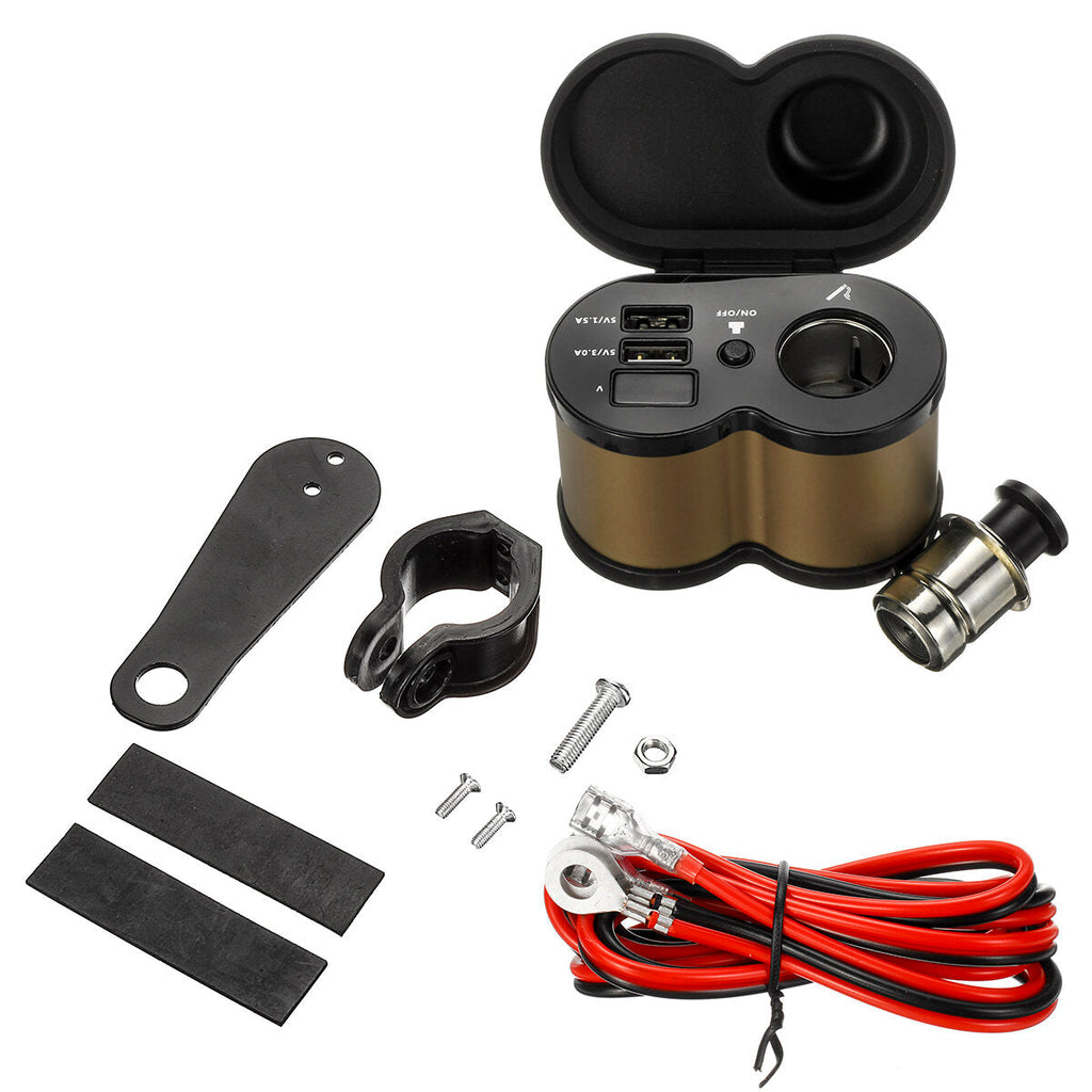 12V-24V 1.5A/3A Digital Voltmeter Quick Fast Charge Dual USB Charger Adapter Cell Phone Waterproof Socket For Motorcycle Scooter Electric Bike