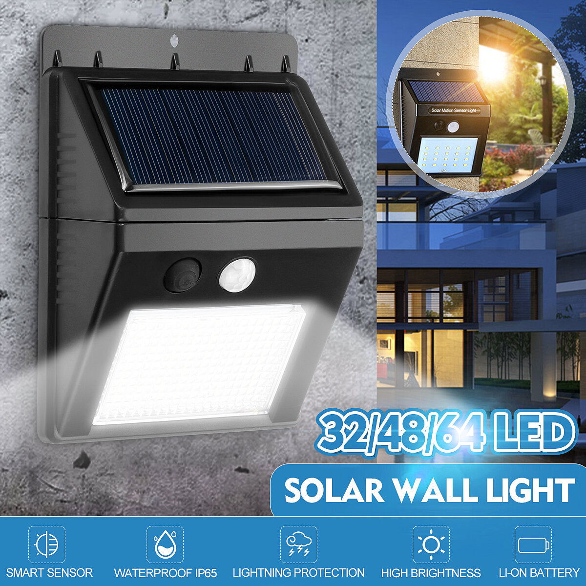 Waterproof LED Solar Power PIR Motion Sensor Wall Light Outdoor Garden Lamp LED