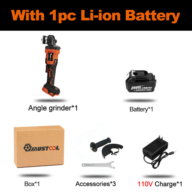 388VF 125mm 1600W 3 Gears Charging Indicator Light Brushless Angle Grinder