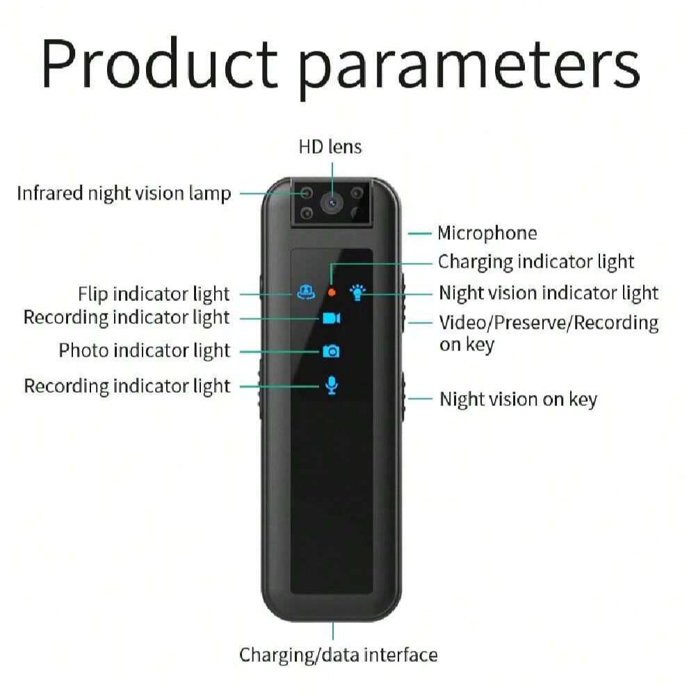 2MP 1080P Waterproof Action Camera - Black, USB Rechargeable, ABS Material, No Stabilization