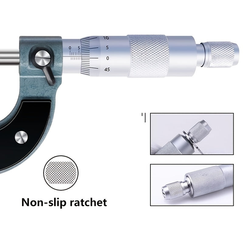 Outside Micrometer Metal Caliper Measuring Tools With Ratchet Stop And Lock Nut