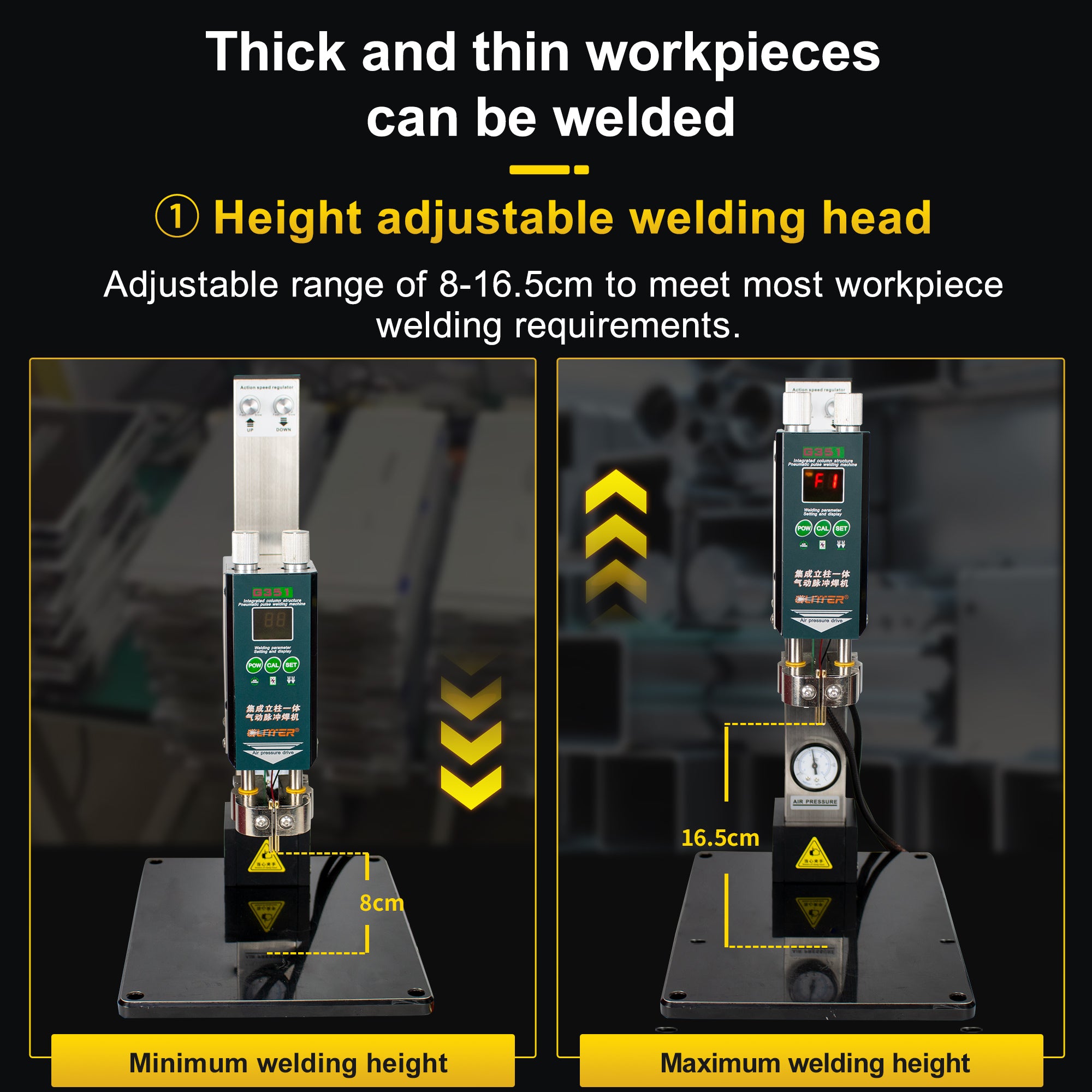 Pneumatic Column Spot Welder Head for Lithium Battery Welding 6kg Max Pressure Adjustable Height for 801H/811A/811H Welding Machine