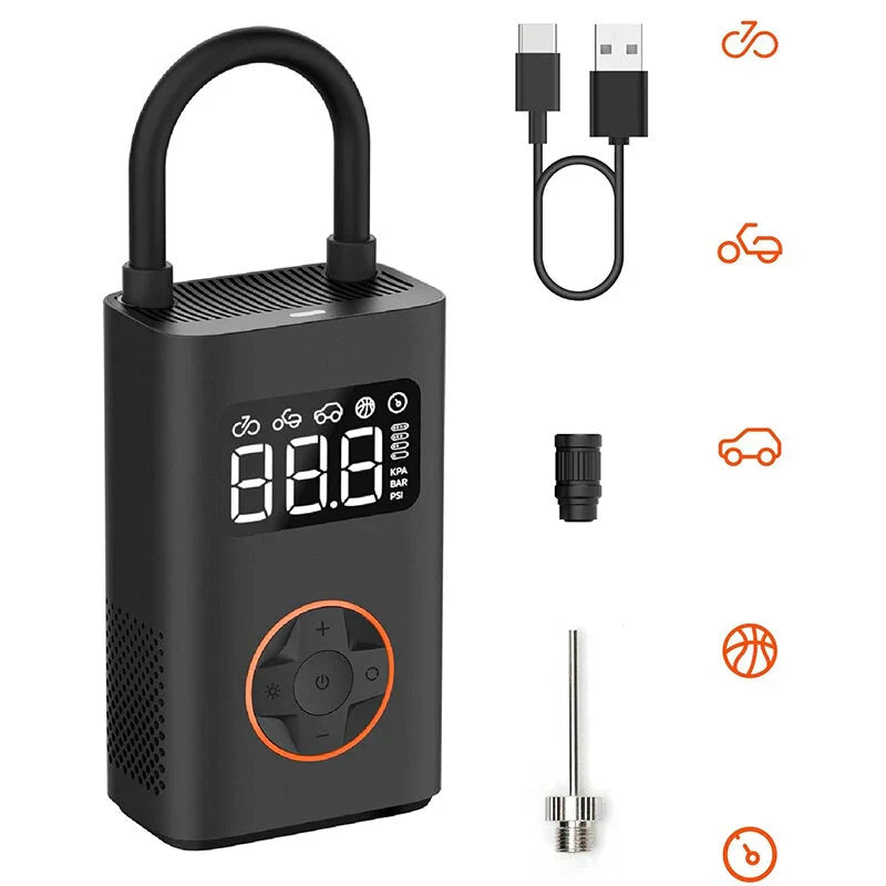 150PSI Smart Bike Pump - 5 Inflation Modes, Fast Charging, LED Display, Portable for Bikes/Cars/Balls