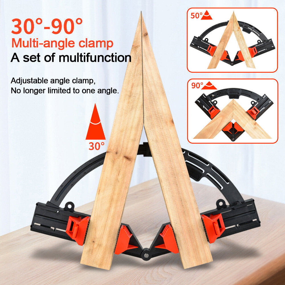 Versatile 90-Degree Corner Clamp for Woodworking, Adjustable Angles, Quick-Lock, Dual-Scale Measurement, Durable ABS Plastic