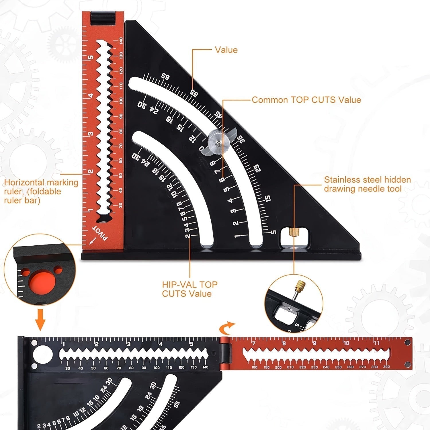 Multi-Function Foldable Triangle Ruler Square Protractor Marking Measuring Tools