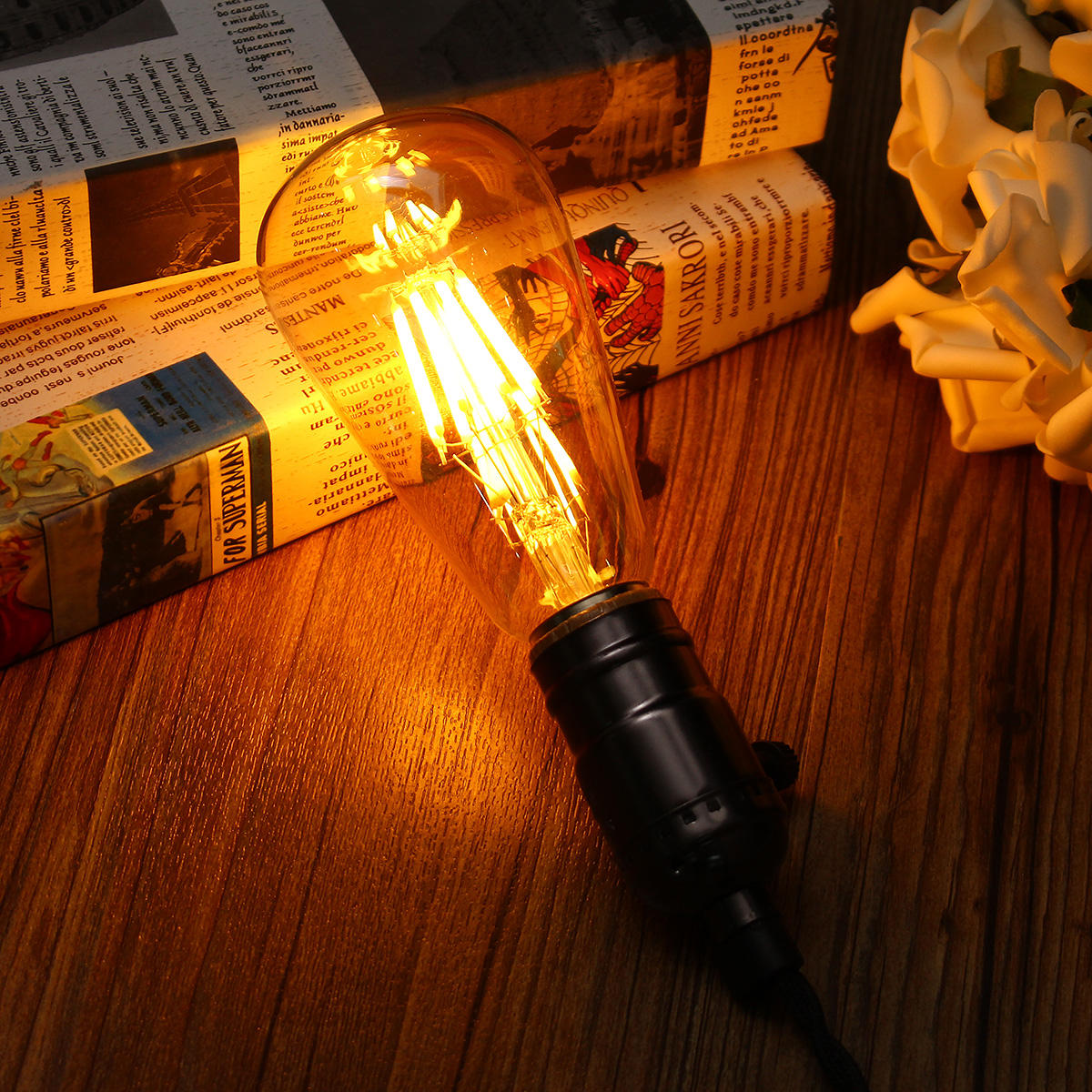 8W Golden Cover Dimmable Retro Vintage Filament LED Bulb Light Lamp AC110/220V