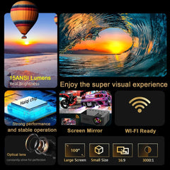 Mini Wifi Smart Portable Outdoor Projector Full HD1080P Office Home Theater Movie Wireless Same Screen Projector