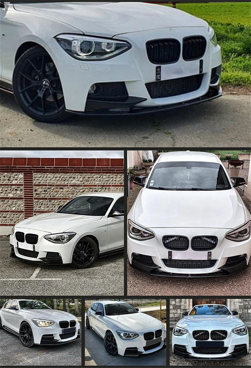 Car Front Bumper Lip Spoiler Splitter Glossy Black for BMW 1 Series F20 F21 Early M-Sport 2012-2014