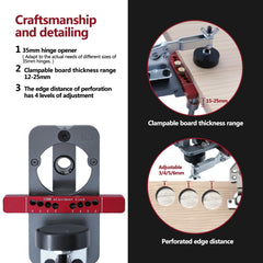 Premium Aluminum Concealed Hinge Jig - Adjustable, Precision Drilling, Multiple Offsets for Cabinet Making, Easy Setup