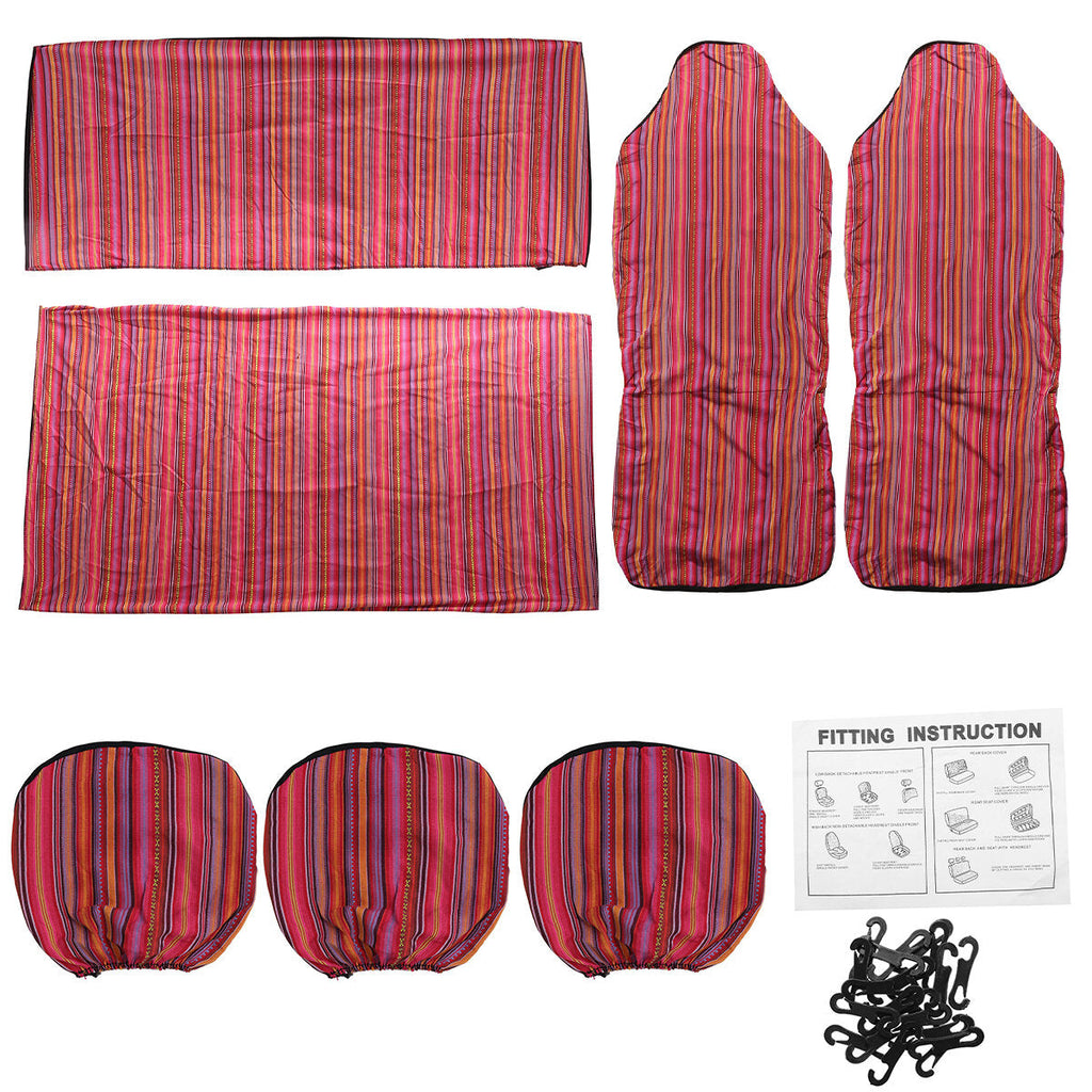 7pcs 5 Seaters Car Seat Covers Protector Cushion Front Rear Linen for Universal Car SUV Trucks