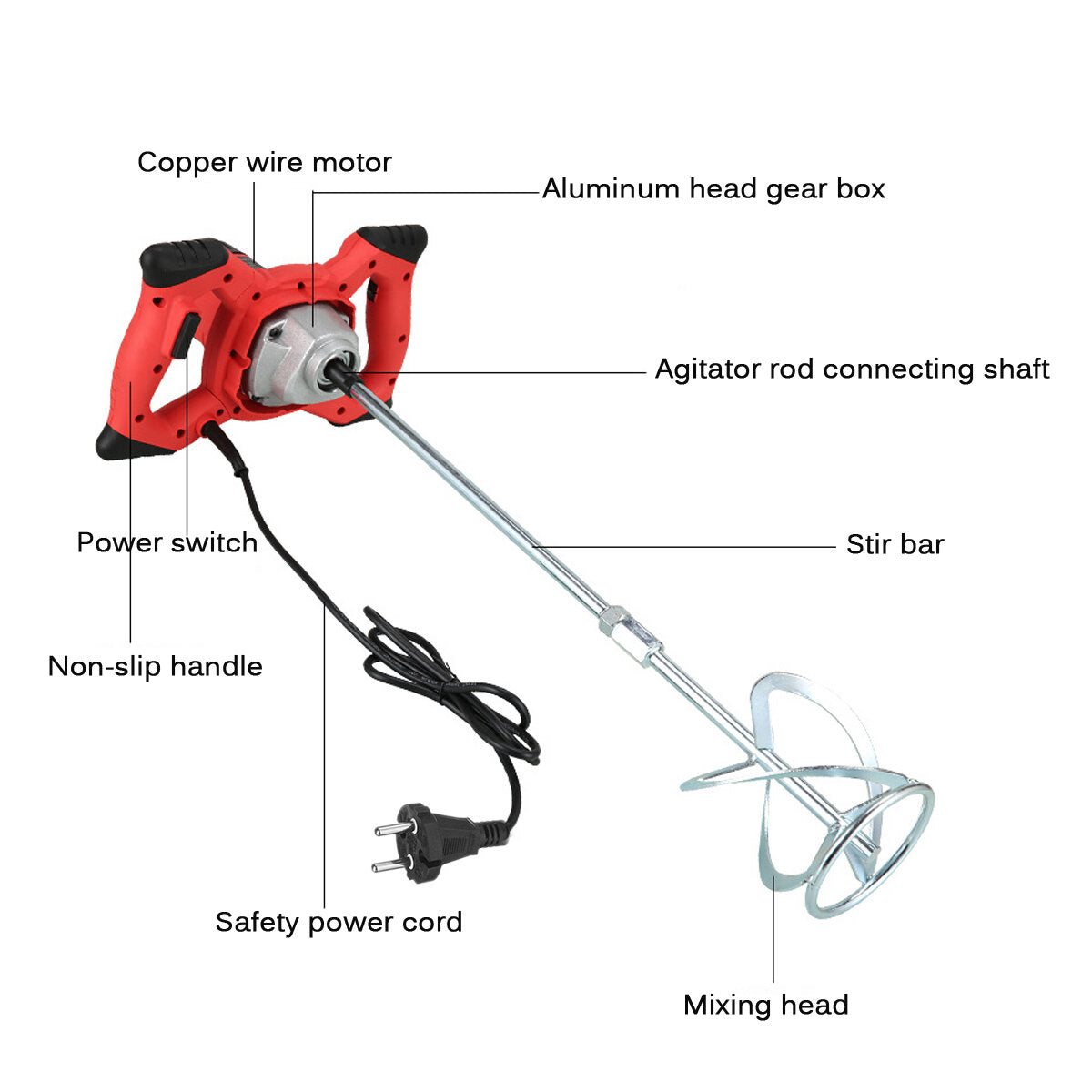 Cement Mixer Concrete Grout Painting Hand Power Mixer 6 Speed