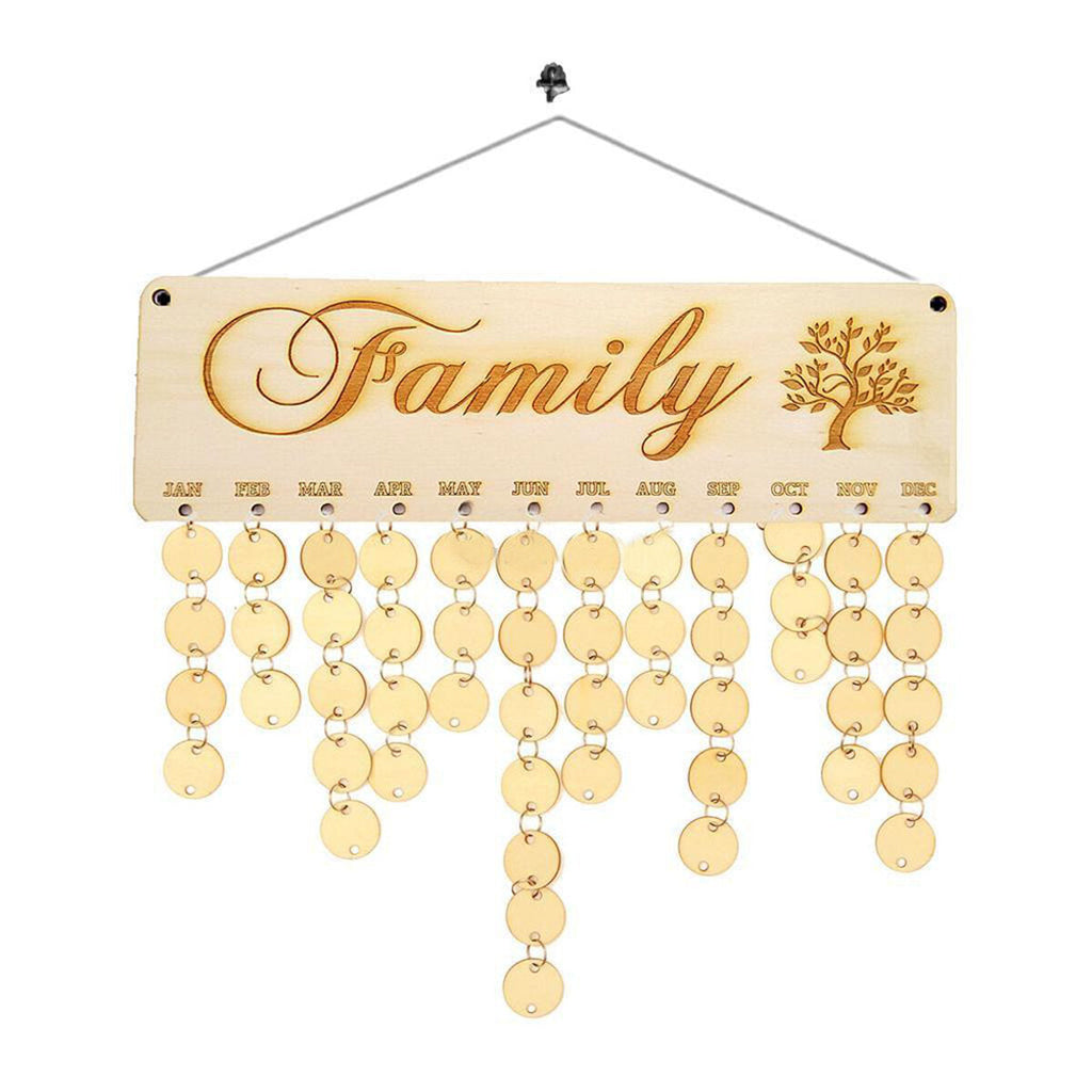 Wood Birthday Reminder Wood Plaque Board Sign Family DIY Calendar Home Decorations