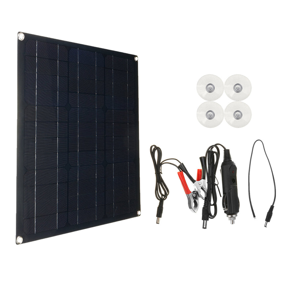 30-90A Solar Panel Kit Dual USB Port Battery Charger LCD Controller With 4Pcs Suckers