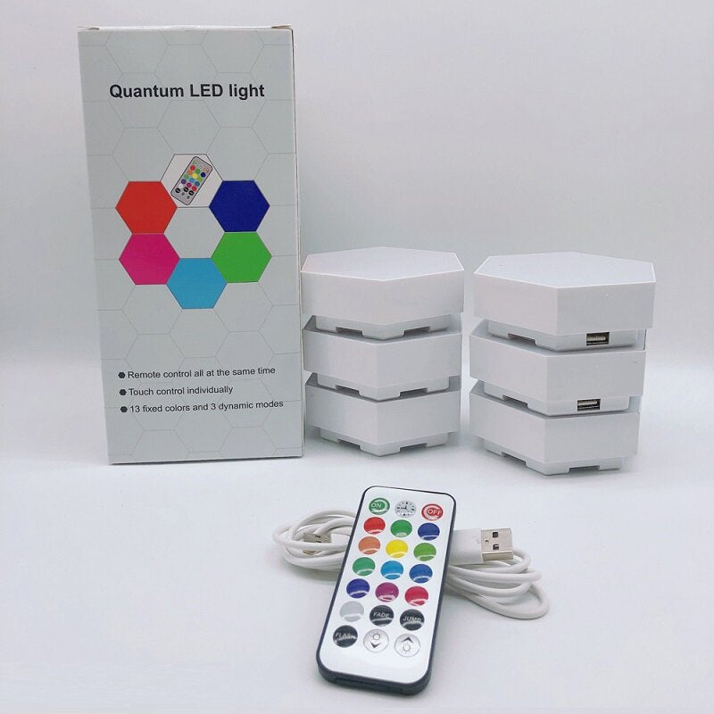 RGB LED Lamp Hexagon Light Touch Sensor RGBW LED Honeycomb Light Colorful Night Light USB with Remote