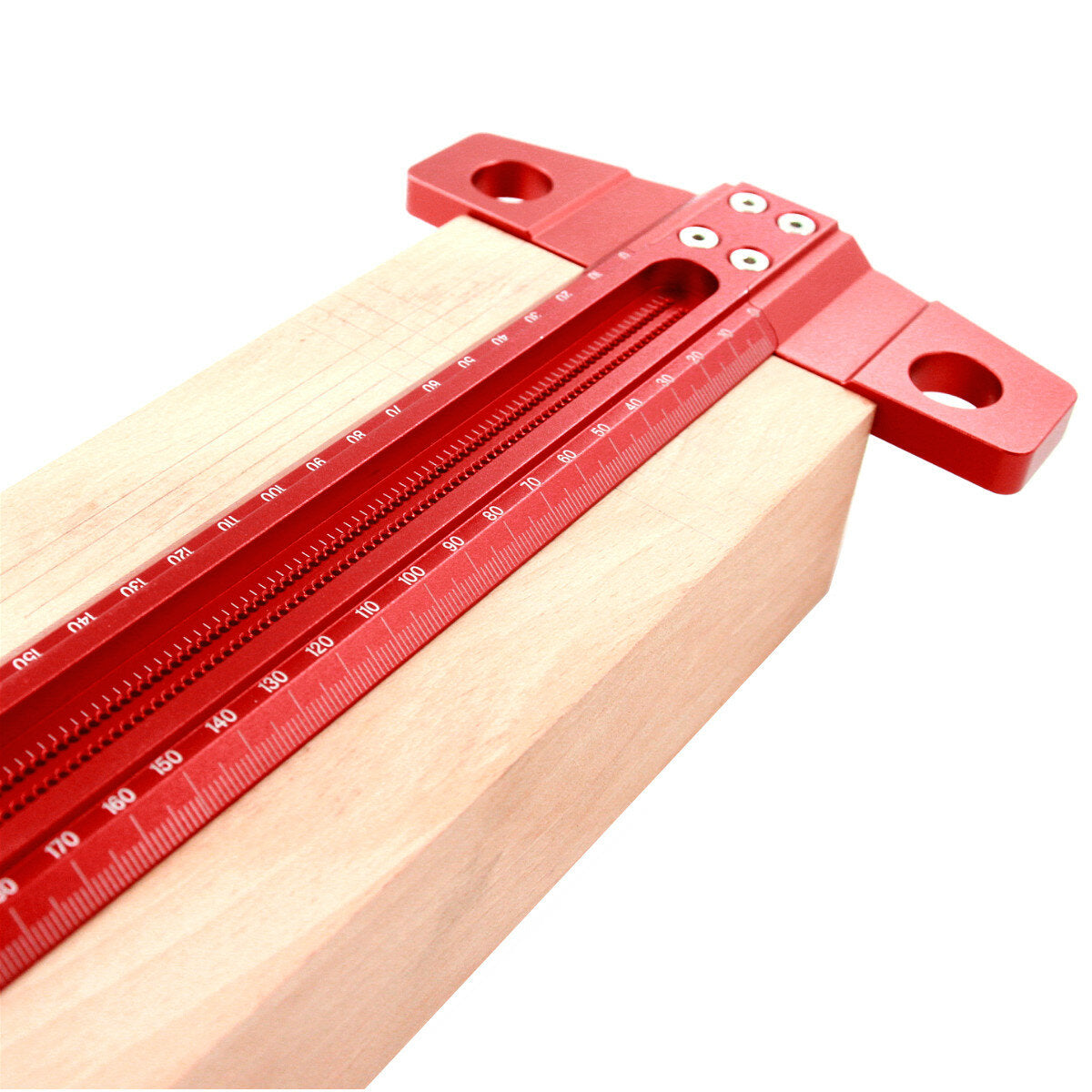 Woodworking Line Scribe T-Type Ruler, Aluminum Alloy, 300/400/500/600mm, 1mm Hole Crossed Marking Gauge