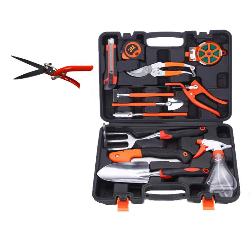Aluminum Alloy Garden Tool Box Elbow Branch Shears Big Wood Saw Aluminum Alloy Shovel 12 Piece Garden Tool Set