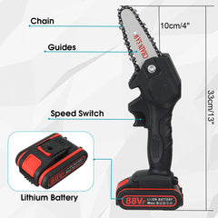 4 Inches 88VF Cordless Electric One-Hand Saw Chain Saw Woodworking Cutting Tool