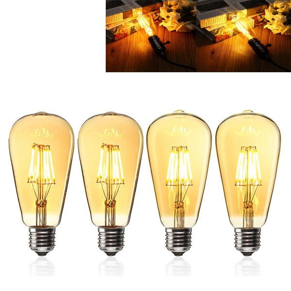6W Golden Cover Dimmable Retro Vintage Filament LED Bulb Light Lamp AC110/220V