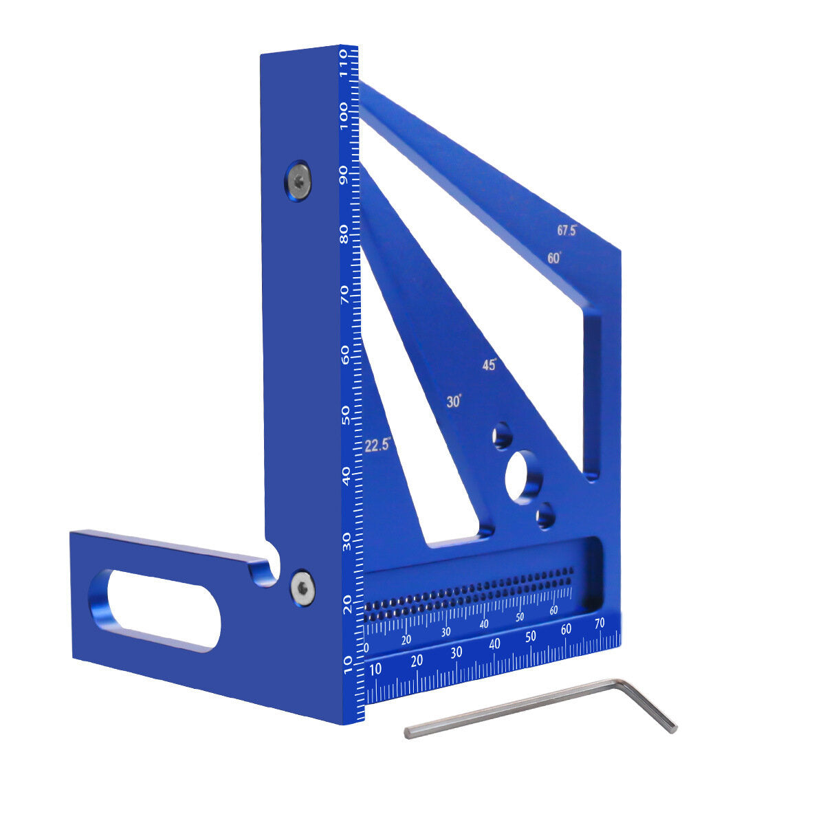 3D Multi-Angle Square Protractor - Aluminum Alloy, Measures 22.5°-90°, Precision Tool for Woodworking, Blue/Red Options