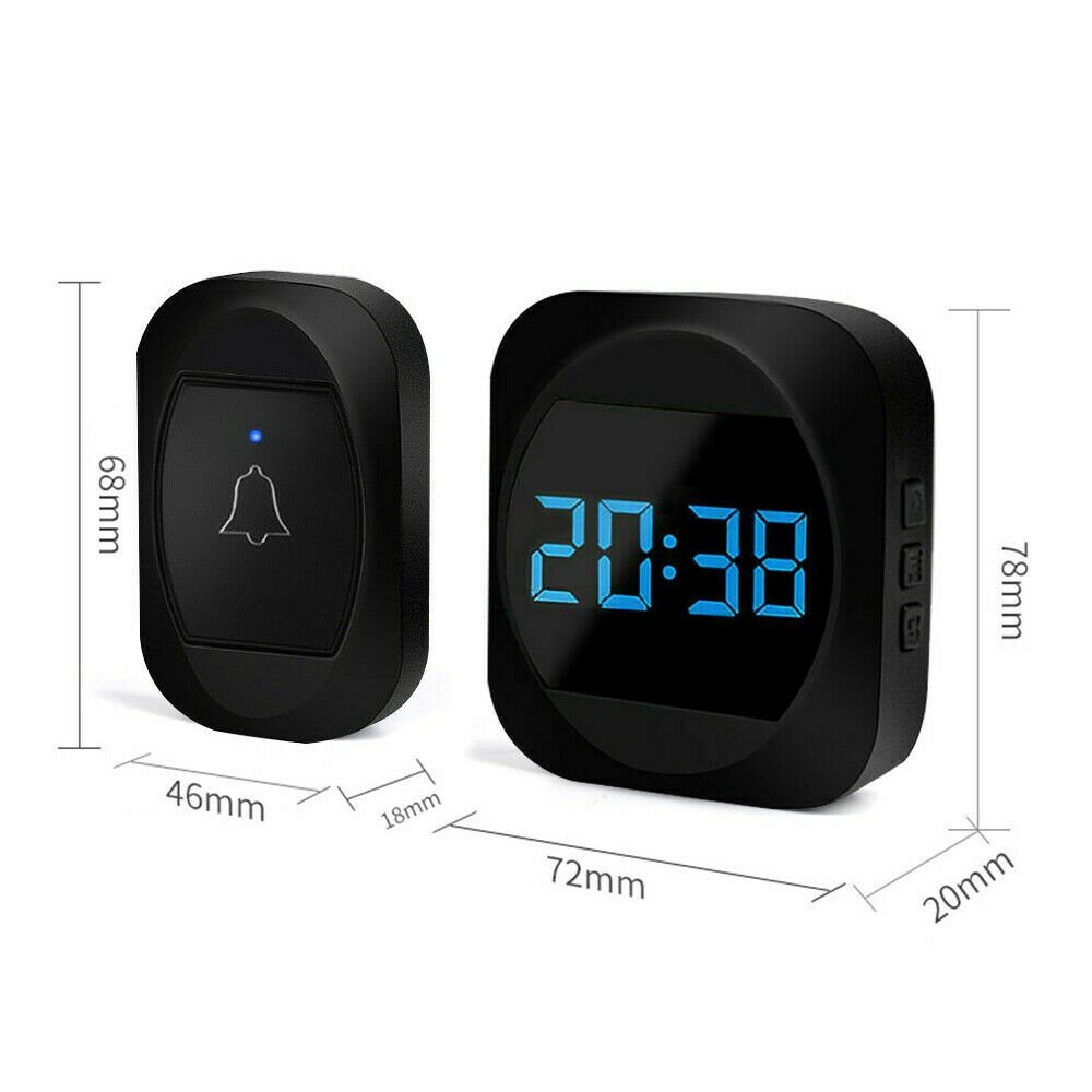 Wireless Doorbell Smart Household DoorBell With Time Display Volume Adjustable Mutil Use OfficeSelf-powered