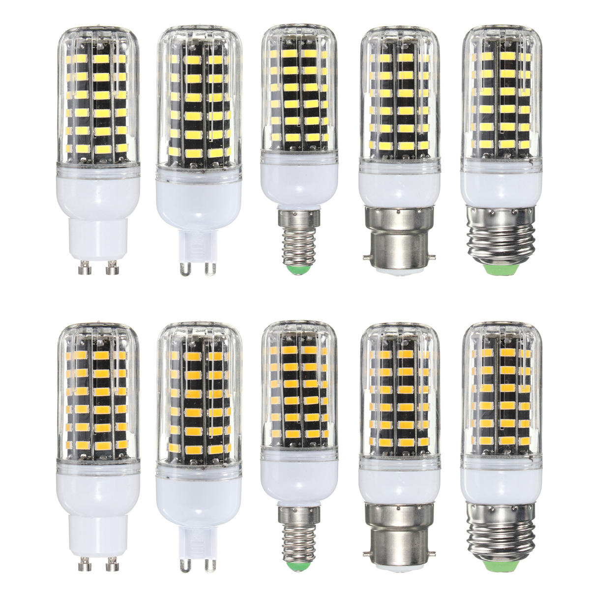 E27 E14 B22 G9 GU10 7W 64 SMD 5733 1000LM  LED Warm White White Cover Corn Bulb AC 220V
