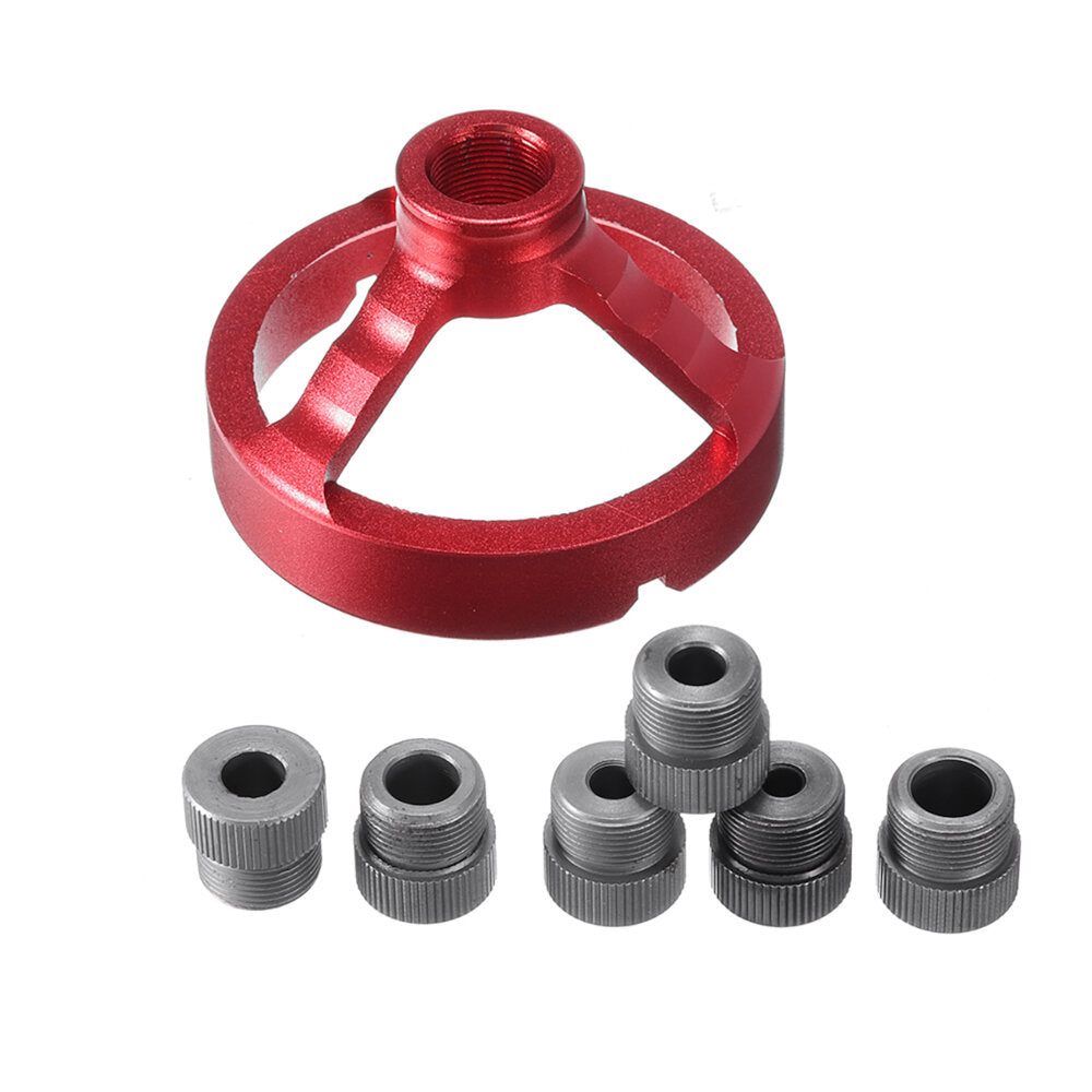 Aluminum Alloy Drill Guide Fixture with 6 Bushings (5-10mm) - Precision Vertical Drilling Tool in Red