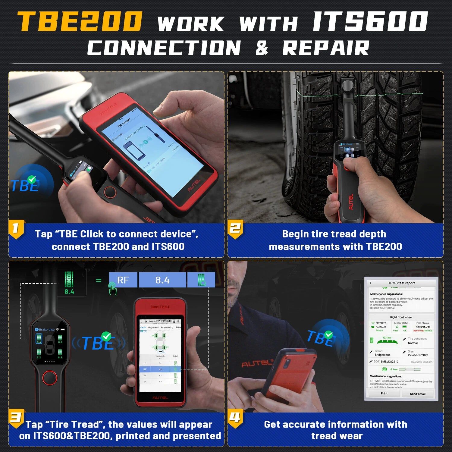 Tire Tread Laser Detector Brake Disc Wear Thickness Diagnostic Instrument Tool Compatible With ITS600