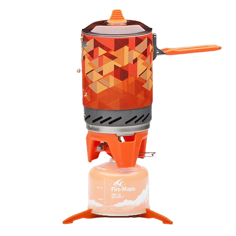 Outdoor Gas Stove Burner Tourist Portable Cooking System With Heat Exchanger Pot Camping Hiking Gas Cooker