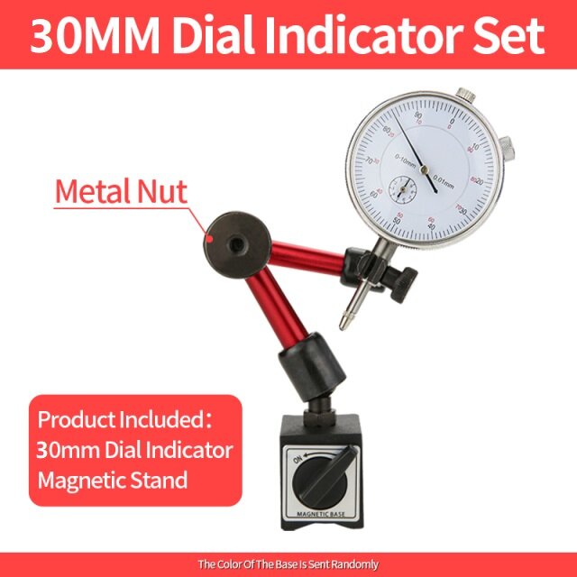 0-10mm/30mm/0.8mm Dial Indicator Magnetic Holder Dial Gauge Magnetic Stand Base Micrometer Measuring Tool