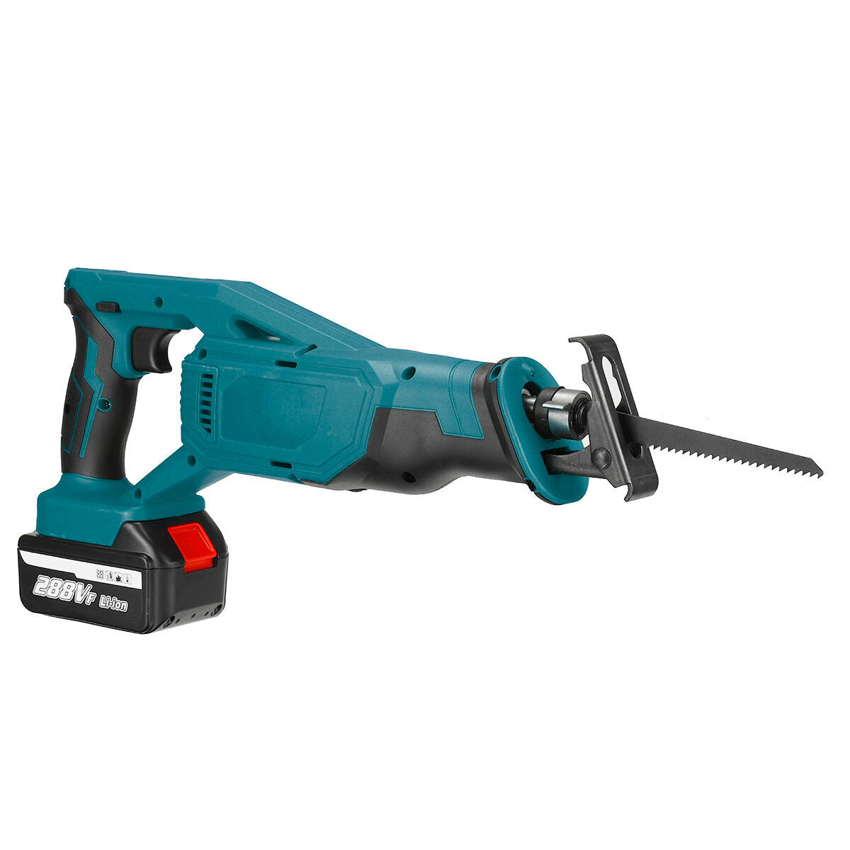 Cordless Reciprocating Saw Rechargeable Electric Recip Sabre Saw W/ 4pcs Blade & 2pcs Battery Wood Metal Plastic Sawing Tool