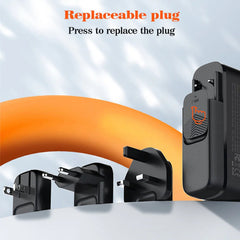 140W 6-Port USB PD Charger - 3 USB-C & 3 USB-A Ports, Fast Charging, Compact Design, Black, Travel Friendly