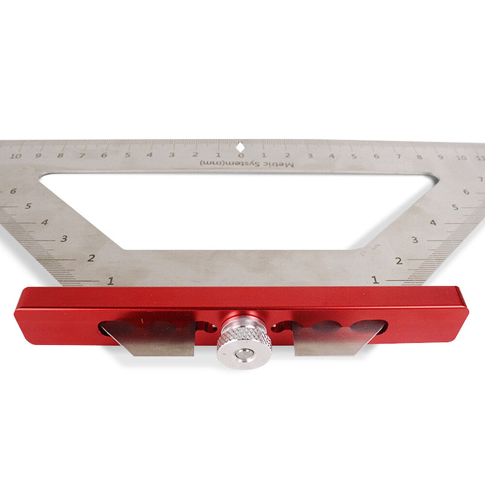 Durable Stainless Steel & Aluminum Triangle Ruler, 0-140MM, Metric/Imperial, Lightweight, Blue/Red