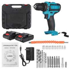 2000rpm 38Nm 21V Lithium Electric Impact Hammer Drill Wood Drilling Screwdrivers with Battery