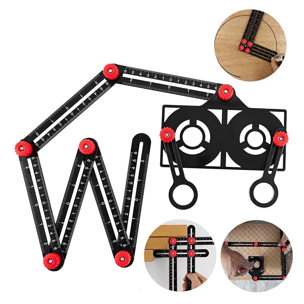 Universal Multi-Angle Measuring Ruler - Durable Aluminum Alloy, Accurate Laser-Etched Marks, Time-Saving Tool for Various Projects