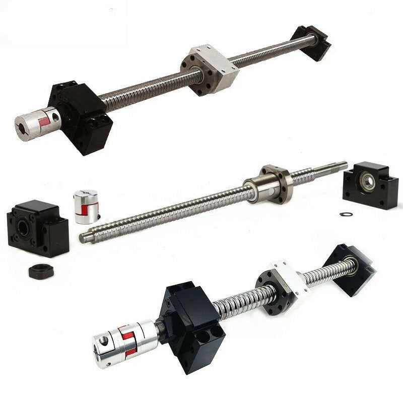 300-650mm Ball Screw with BK BF10 End Supports 6.35x8mm Coupler for CNC
