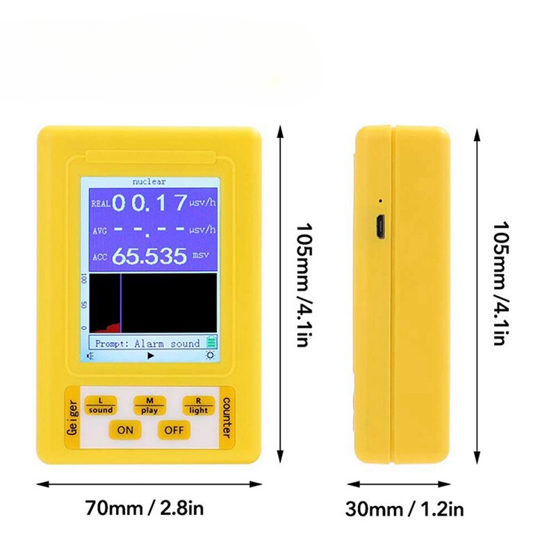 2-In-1 Handheld Portable Digital Display Electromagnetic Radiation Nuclear Radiation Tester Geiger Counter Full-Function