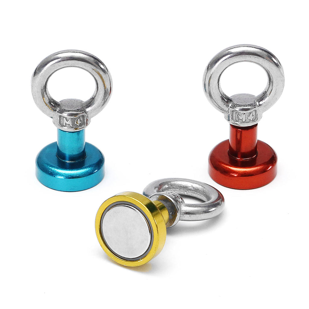 16mm 5kg Neodymium Recovery Magnet Metal Detector Circular Eyebolt Magnet Red/Yellow/Blue