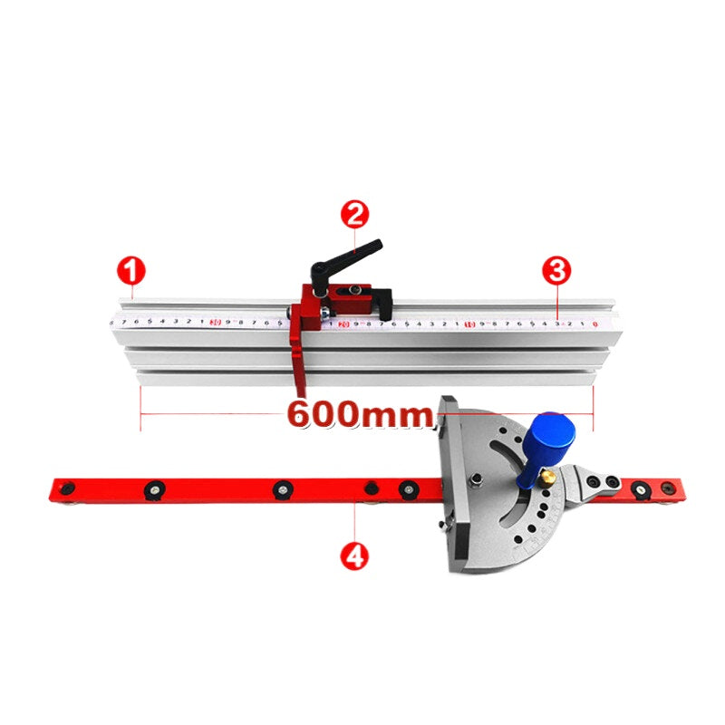 Aluminum Alloy Miter Gauge for Table Saws - Options: Gauge Only, 600mm Fence & Stop, 800mm Fence & Stop