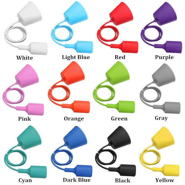 Colorful E27/E26 Silicone Ceiling Lamp Holder Light Socket Customize Rope Cord