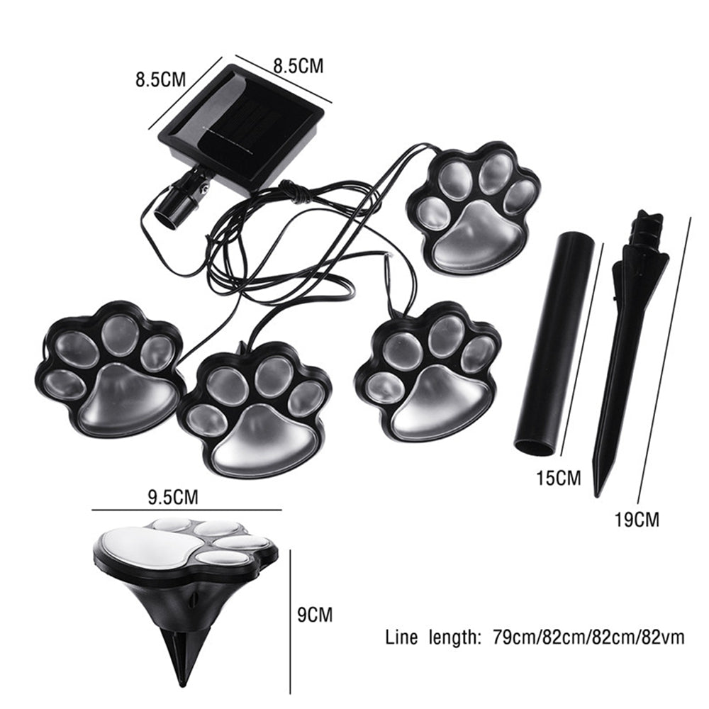 Solar Power 4 LED Dog Animal Paw Print Light for Outdoor Garden Path