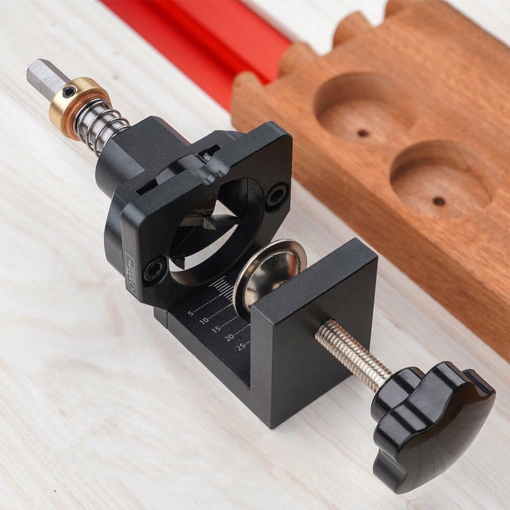35mm Hinge Jig Drill Guide Locator Kit with Clamp - Aluminum Alloy Hole Punch for Cabinet Door Installation