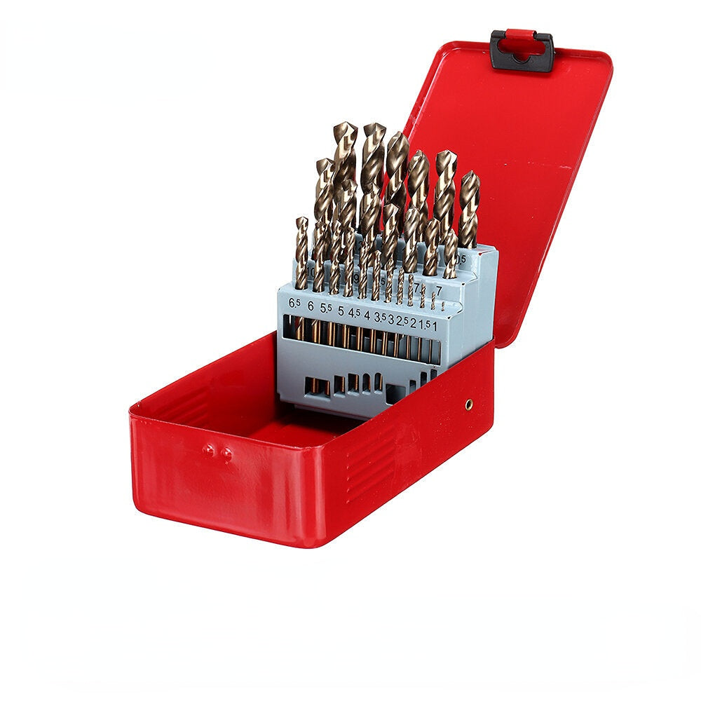 M35 Cobalt Drill Bit Set HSS-Co Jobber Length Twist Drill Bits with Metal Case for Stainless Steel Wood Metal Drilling